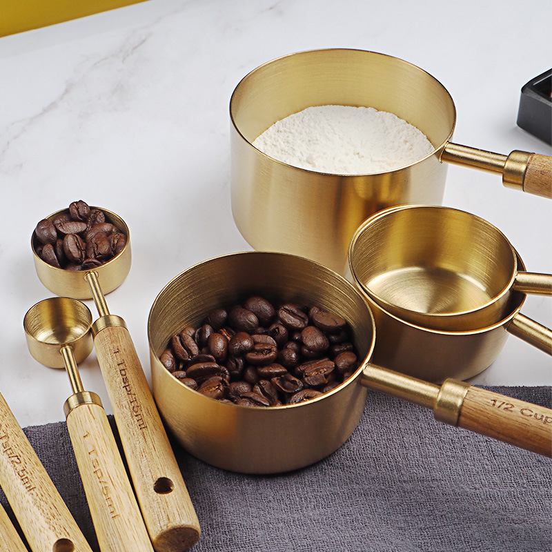 4/8pcs Wooden Gold Measuring C - Kitchen Gadgets Gold recension och pris